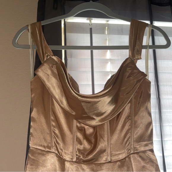 CHARMEUSE COWL OFF-THE-SHOULDER DRESS - Picture 2 of 10